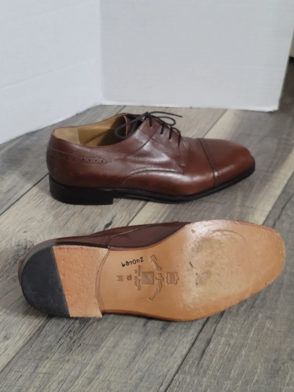 Stamati Mastroianni Handmade Men's Italian Oxblood Captoe Oxfords Derby Shoe 10M